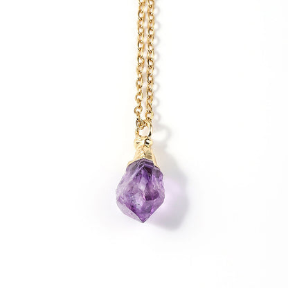 LOTTE - Amethyst Rohstein Anhänger Halskette mit Goldplattierung