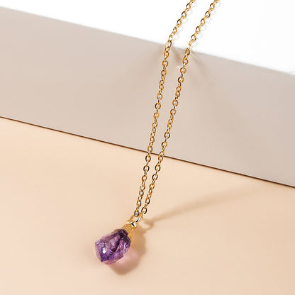 LOTTE - Amethyst Rohstein Anhänger Halskette mit Goldplattierung